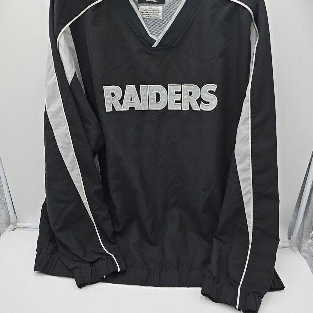 NFL Team Apparel Raiders Black‎ Pullover Windbreaker Jacket Mens XL Oakland LV